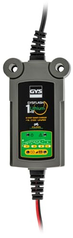 GYS, GYSFLASH Lithium 1.12, Chargeur de Batterie Intelligent Lithium (LiFePO4), 1A, Véhicules 12V (Moto, Quad), Maintien de Charge Sécurisé, Désulfatation, IP65