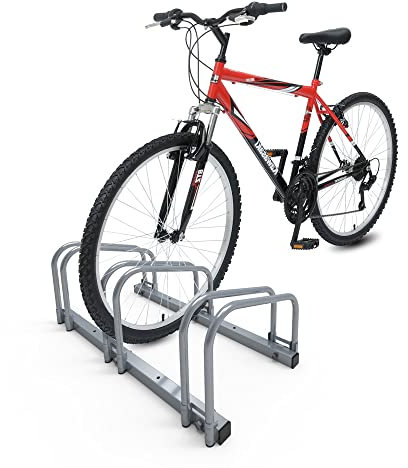 VOUNOT® Soporte para Aparcar 3 Bicicletas, Aparcamiento Estacionamiento para Bicis, Suelo y Pared Montaje, Interior y Exterior