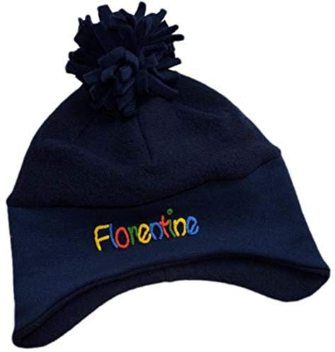 MEIN NAME Norwegermütze, Inkamütze, Kuschelmütze, Wintermütze Kinder, Fleecemütze personalisiert, Winterhaube, Größe:S, Farbe:Marine