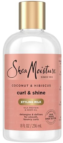 SheaMoisture Curl & Style Milk Coconut & Hibiscus with Silk Protein & Neem Oil for Thick, Defined, Curly Hair Fair Trade, Sulfate-Free 8 oz