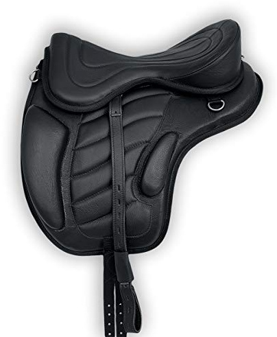 A&M Reitsport Baumloser Wanderreit Sattel Liberty aus Rindsleder Schwarz NEU+ Zubehör, Größe:17 Zoll