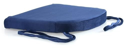 Mkuha Stuhlkissen Sitzkissen mit Haltebändern, Polyesterfaser Sitzauflage für Innen, Gefüllte Gedächtnisschaum, Anti-Rutsch, Abnehmbar, D Form 37x35x4cm,Blau