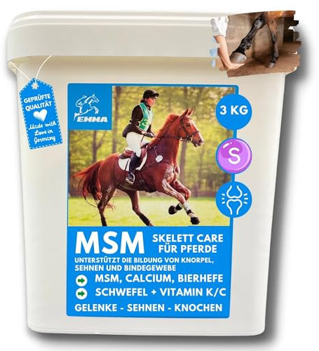 MSM Powder I Joint Powder for Horses Plus MSM Horse - Bone Joint Complex with Calcium Vitamin D C I MSM Horse Powder (Sulphur) Additional Food for Strengthening Joints Horse, Bones, Tendons 3 kg