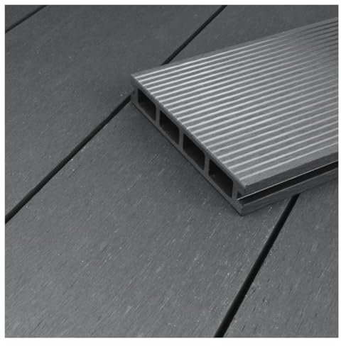 HORI WPC-Terrassendiele Kuba Hohlkammer I Terrassen-Komplettset inkl. 40x60 mm Unterkonstruktion & Clips I Wetterfest, langlebig, pflegeleicht. Fläche: 5 m² Dielenlänge:3,20 m Grau