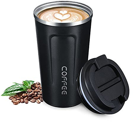 Flintronic Kaffeebecher to go, 510ML Thermobecher Doppelwand Isoliert, Kaffeetasse mit Auslaufsicherem Deckel, Kaffeetasse Thermobecher Isolierbecher,Kaffeebecher Edelstahl Travel Mug für Kaffee e Tee