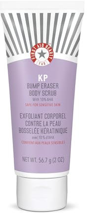 First Aid Beauty - KP Bump Eraser Body Scrub with 10% AHA, Keratosis Pilaris Skin Exfoliater with Glycolic and Lactic acids, Helps Reduce Chicken Skin Bumps, Safe for Sensitive Skin, 56.7g