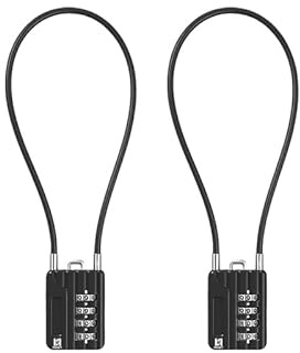 RESET-200 Kabel-Zahlenschloss, 4-stellig, 3 mm, 30 cm, 2 Stück | Enthält 2 Schlösser. 30 cm gilt nur fürs Kabel, ohne Schlosskörper; 3-mm-Kabel und Endstück müssen durch jede Öffnung passen.