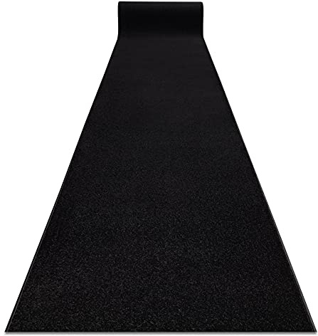 rugsx Läufer KARMEL glatt - Einfarbiger Teppichläufer für Küche, Wohnzimmer & Flur - Schwarz - 80x200 cm