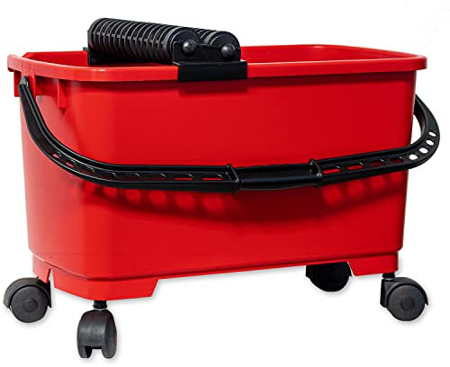 Kronen Hansa Kit de lavage avec double rouleau et kit de roues (kit seau de lavage pour carreleur avec 4 roues et 2 rouleaux de lavage pour le nettoyage de la planche à laver, 22 litres)