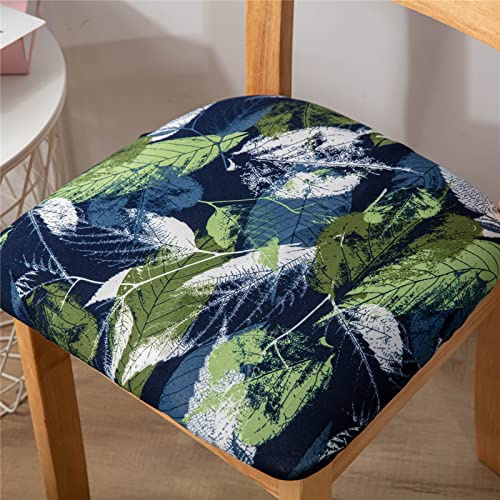 FANSU Stuhlbezug Sitzfläche 1 2 4 6er Set, Blatt Muster Stretch Esszimmerstuhl Sitzbezüge Keine Rückenlehne Stuhl Sitzbezüge Waschbar für Restaurant, Bürostühle, Bar (Grüne Blätter,6 Stück)