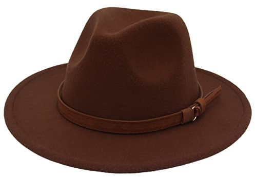 Faringoto Fedora Hut für Damen, Wollfilz, Vintage-Stil, Kirchenhut, Unisex, breite Krempe