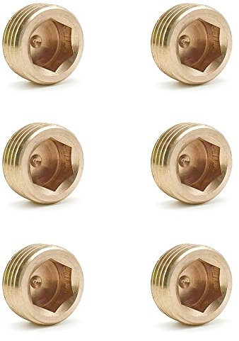 KtbeYTi 6 Tapones Hexagonales Internos 1/2 Tubería | Enchufe macho de rosca hexagonal, tapón de cabeza hueca, para cierre extremo de tubería, 1/2 pulgada, 6 piezas