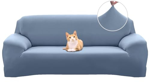 Jaotto Funda para Sofa 3 Plazas Funda Cubre Sofa Ajustable Fundas de Sofá Elasticas Extraíbles Lavables Antideslizante Protector Cubiertas de Sofá con Brazos de Sala de Estar,Gris-Azul