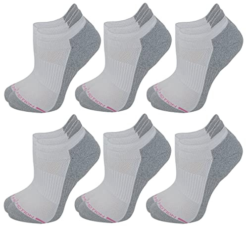 6 Pairs Womens Low Cut Ankle Cushioned Breathable Compression Socks (White)