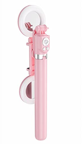 Cell Phone Stand Extended Selfie Stick Floor Tripod Live Remote Control Dual Lights (Roze 50~170cm)