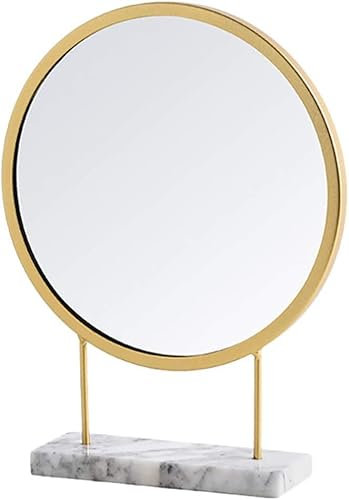 NOVSKI Kosmetikspiegel, Make-up-Dekor, runder Vintage-Tischspiegel, goldener Metallrahmen, kleiner Stehspiegel für Büro, Schlafzimmer, Badezimmer, Wohnzimmer