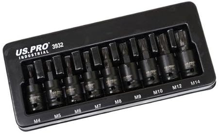 US PRO Industrial 9PC 3/8 DR Impact Spline Bit Sockets Set 4-14mm 3932