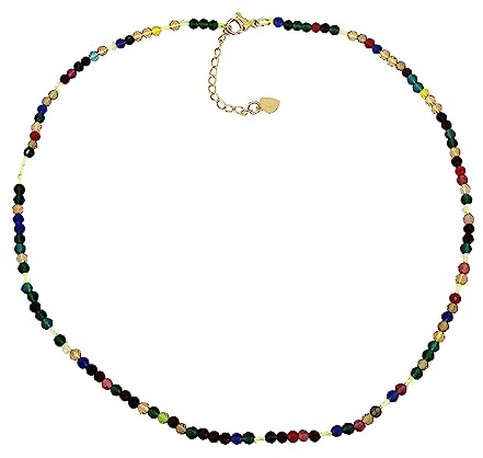 Handgefertigter Edelsteinperlen-Halsband für Frauen und Mädchen, Blau, Rot, Weiß, Grün, Mehrfarbig – Perlen-Halskettenschmuck aus natürlichen Edelsteinen, Heilkristallen