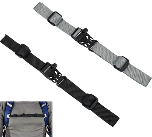 2 Stück Verstellbarer Brustgurt für Rucksack, Rucksack Zubehör, Rutschfester Gürtel, für Schulrucksack Rucksack Universal für Jogging und Wandern Außerhalb Einstellbereich 25-70 cm(Schwarz und Grau)