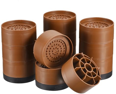 sourcing map Set di 4 alzate rotonde per mobili, altezza 13 cm, regolabili, per telaio del letto, tavolo, scrivania, gambe del divano, alzate per sedie, supporta 599,7 kg, marrone
