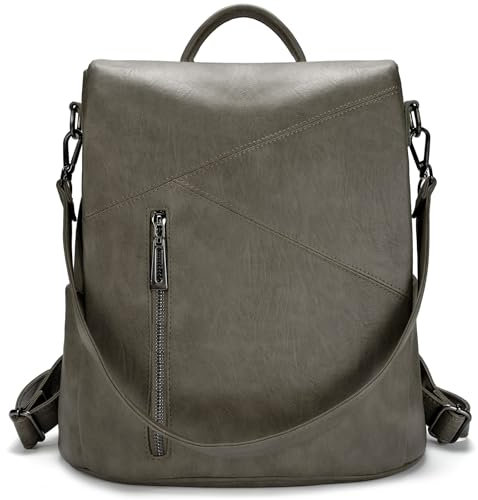 molshine Anti-Diebstahl Rucksack aus veganem Leder, modisch Lässige Tasche Reise-Tagesrucksack, Schulterrucksack, Handtaschen für Damen und Herren HB041（Grün）
