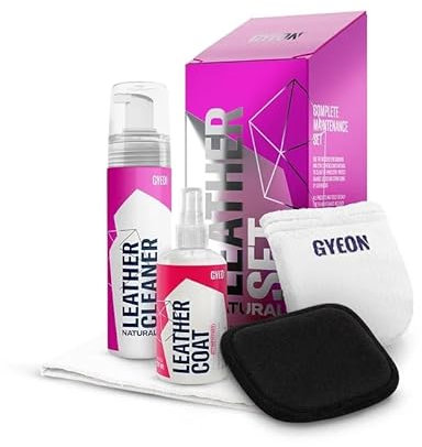 Gyeon Lederpflege Set Q2M Leather Set, Lederpflege Set Mild Lederreiniger + Lederpflege + Lederbürste + Mikrofasertuch + Applikator