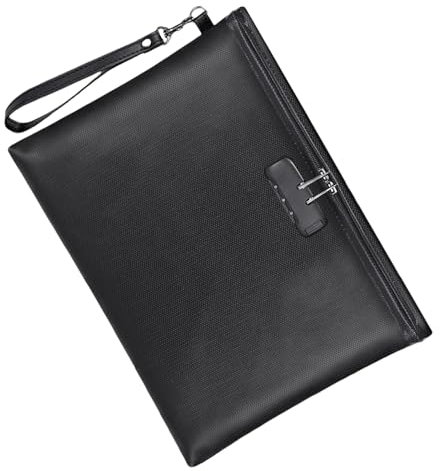 Rurunklee Wasserdichte Tasche mit Reißverschluss, feuerfeste und wasserdichte Dokumententasche zum Schutz, sichere Tasche für Geld