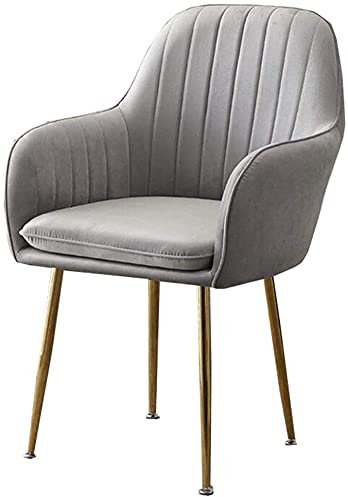 Widppsopt Esszimmerstuhl aus Samt, Wohnzimmersessel mit Metallbeinen, Sitzfläche und Rückenlehne aus Samt, Küchen-/Wohnzimmer-Thekenstühle (Farbe: Hellgrau)