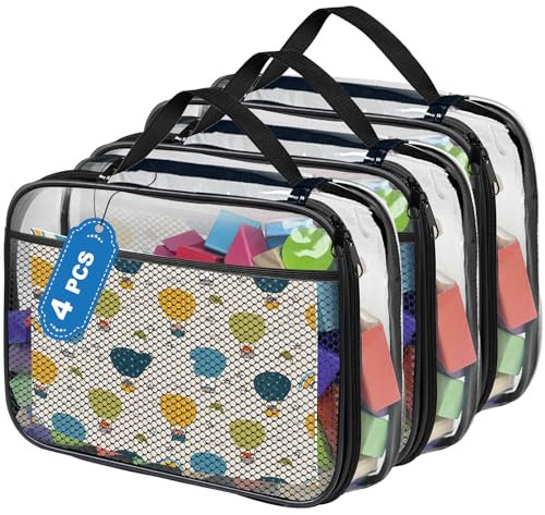 4er PVC Aufbewahrungstaschen für Spielzeug,Toilettentaschen mit Reißverschluss Kuscheltier Aufbewahrung für Kinder Badespielzeug Spielzeug Badespielzeug Puzzle,Bausteine(Schwarz,9x3x11.8inch )