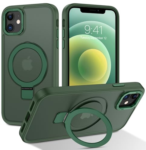 BENTOBEN für iPhone 12 Mini 5.4 Hülle für Mag - Safe mit Ständer, [Magnetisch Ständer Ring] Clear Kabellos Dünn TPU Bumper Cover Case Handyhülle iPhone 12 Mini 5.4, Grün