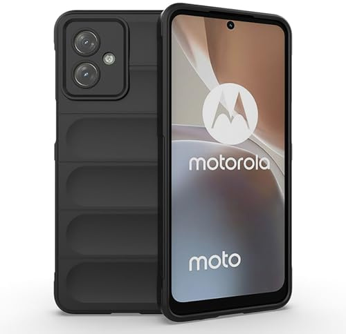 ILING Funda para Motorola Moto G54 5G, Diseño de Suave Silicona en Wave Pattern y Antigolpes Airbag, Carcasa Protectora Ultradelgado Mate TPU Bumper Cubierta (Negro)