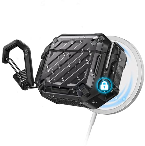 SUPCASE für AirPods 4 Hülle mit Karabiner, [IP68 wasserdicht] [Schutz in Militärqualität] Tragbar Case Stoßfest Schutzhülle Rugged Cover [Unicorn Beetle Pro] für AirPods 4 (2024) (Schwarz) | [Schutz in Militärqualität] Tragbar Case Stoßfest Schutzhülle Rugged Cover [Unicorn Beetle Pro] für AirPods 4 (2024)