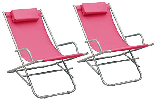 Xichuzi Sillas mecedoras 2 Unidades, Silla Balancin, Sillas Terraza Exterior, Mecedora para Terraza, Sillas Jardin, Acero Rosa