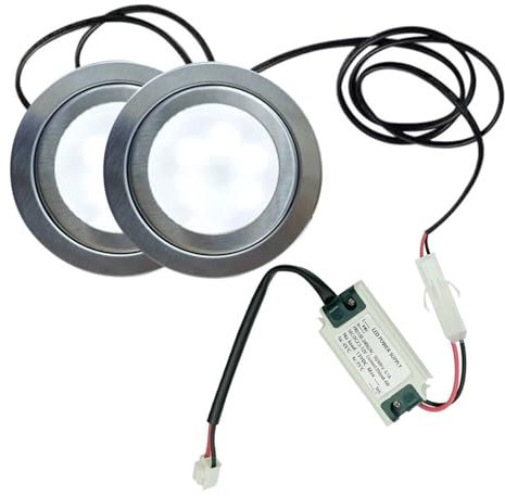 ruehalf 1-Set 2x 68mm Range Hood Light Bulb 1x 100-240V LED Driver 2x Cables Smoke Extractor Light for 2 1/2in Hole White 6000K