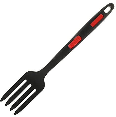 Cabilock Fourchette de Table en Silicone Ergonomique Noire, sans Bavure, Saine et Sûre, Cuisine Familles, Outil Multifonction pour Pâtes et Salades