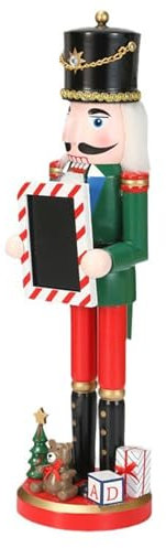RALIYATX Soldado cascanueces, soldado cascanueces de madera tradicional, 39 cm, decoración tradicional de Navidad para el hogar y la oficina, dije de vacaciones, color verde
