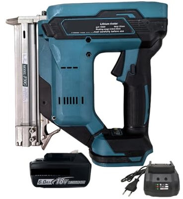 Pistola de clavos neumática, Clavadora eléctrica inalámbrica recargable con batería de litio de 18 V for trabajos de madera y decoración,Herramientas neumáticas para compresores(Full set)