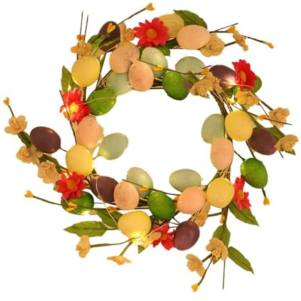 Sunfashion Räder Ostern,Frühlingsdeko Innen Türkranz Osterdeko Silber Ostern Frühlingskranz Haustür Türschmuck Osterteller,Deko Ostereier Haustürkranz Outdoor Holz Zum Hängen Hochzeit Diy Willkommenss