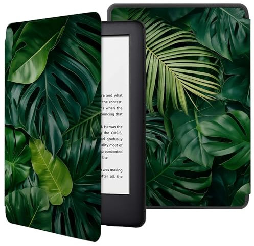 Tout Nouveau Kindle Paperwhite 2024 Étui 7'' 12e génération/Kindle Paperwhite Signature Edition/1ère génération Colorsoft Signature, Housse légère Veille/Réveil Automatique-Sculpture de Plante Verte