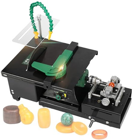 LoJax Mini Tavolo da Banco di Roccia Lapidary Banch Banch Buffer Macchina Strumenti per Tornio Fai-da-Te 800-11000R/min con Albero Flessibile per Gioielli
