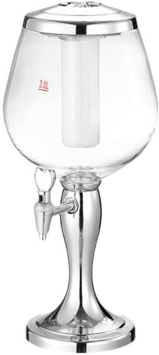 Distributeur De Boissons À Bière avec Tube À Glace,Distributeur D' 3l avec Robinet et Lumière LED Distributeur De Boissons pour Maison(Silver)