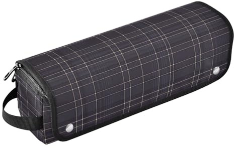 Dark Buffalo Plaid Check Hair Tool Travel Bag for Women with Heat Resistant Pad Dustproof Travel Hair Straightener Bag for Flat Irons, Straighteners, Curling Irons Portable Organizer