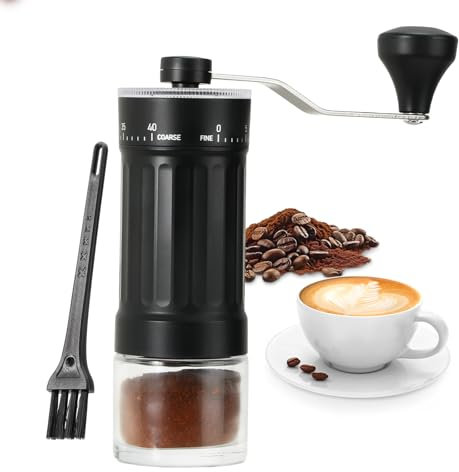 Kssiaz Molinillo de Café Manual, Cafetera con 25 g de Capacidad y 40 Ajustes Externos Ajustables, Molino de Cerámica Cónico para Espresso, Molinillo Espresso Portátil para Casa Viaje Camping Oficina