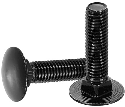 sourcing map Schlossschrauben, M10 x 40 mm, Edelstahl, 18–8 (304), Rundkopf-Vierkantschrauben, Schwarzoxid-Bolzenschraube zur Befestigung von Zubehör, Schwarz, 10 Stück