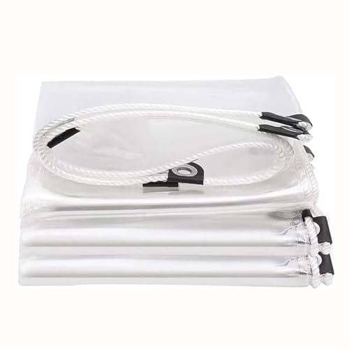 Amunpitic Telone Protettivo Trasparente 2.5x1m, Teloni Impermeabile Resistente, Telo Esterni PVC con Occhielli, Anti Strappo e Antivento, Antipioggia, per Giardini Terrazze Balconi