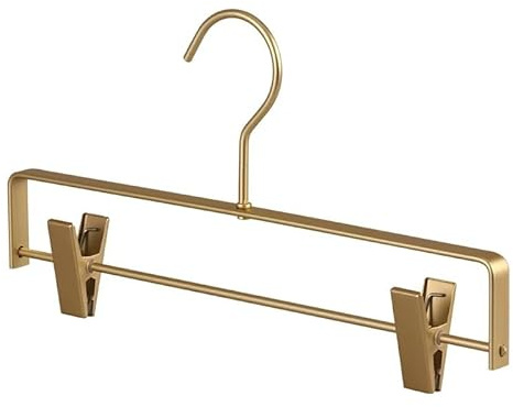 10-teiliges hochwertiges mattschwarzes goldenes Aluminiumhosenclip-Kleiderbügel, 30 cm Ultra-glattes Kleiderbügel für Abendkleider, langlebiger Metallhosenbügel, Aluminiumlegierungs-Kleiderbügel