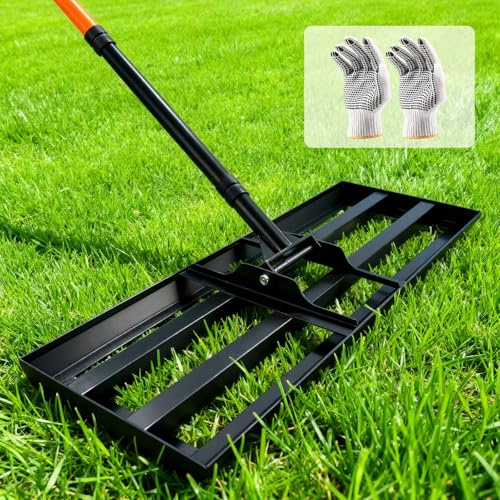 Lawn Leveling Rake 30x10, Heavy Duty Lawn Leveler Tool with 78 Adjustable Handle, Curved Edge & Anti-Fracture Connectors, Level Soil, Sand, Dirt for Backyard, Garden, Golf Course, Farm