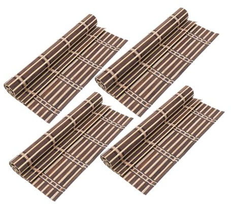 CLISPEED 4 pezzi Tovagliette Rettangolari in Bamboo Resistenti al Calore e Antiscivolo Sottopiatto per da Pranzo Eleganti e Facili da