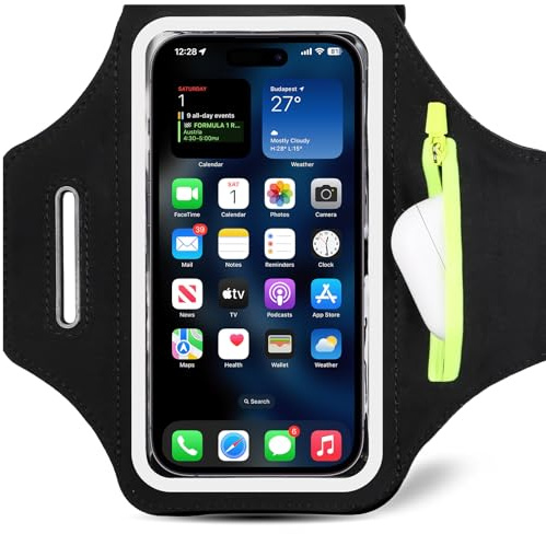 Bracciale Sportivo con Supporto per Auricolari - PortaCellulare per Corsa – Fascia da Braccio per iPhone 16/15/14 Pro, Galaxy S25 Edge/S25/S24/S23, Huawei, Xiaomi, Google Pixel fino a 6,8