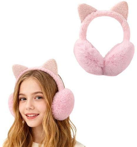 Greyoe Cache Oreille Femme 1 pièce, Cache Oreille Fille, Ear Protector Hiver Pour Ski, Cyclisme, Pendule | Design Mignon - Oreilles de chat, Peluche Confortable à l'abri du Vent